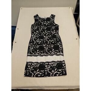The Limited Black White  Sheath Dress Size 12 Back Zip Lace